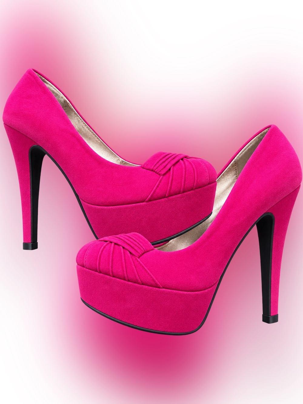 Qupid Hot Pink Suede Platform Pumps